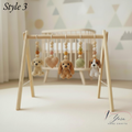 Handmade Dog Baby Gym, Wooden Montessori Play Gym with Crochet Puppy Toys, Neutral Nursery Decor, Puppy Baby Activity Gym, Baby Shower Gift