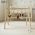Handmade Dog Baby Gym, Wooden Montessori Play Gym with Crochet Puppy Toys, Neutral Nursery Decor, Puppy Baby Activity Gym, Baby Shower Gift