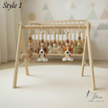 Handmade Dog Baby Gym, Wooden Montessori Play Gym with Crochet Puppy Toys, Neutral Nursery Decor, Puppy Baby Activity Gym, Baby Shower Gift