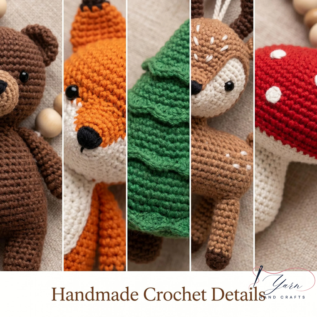 Woodland Baby Gym, Handmade Wooden Play Gym, Crochet Forest Animal Toys, Montessori Neutral Nursery Decor, Baby Shower Gift