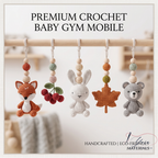 Woodland Baby Gym, Handmade Wooden Play Gym, Crochet Forest Animal Toys, Montessori Neutral Nursery Decor, Baby Shower Gift