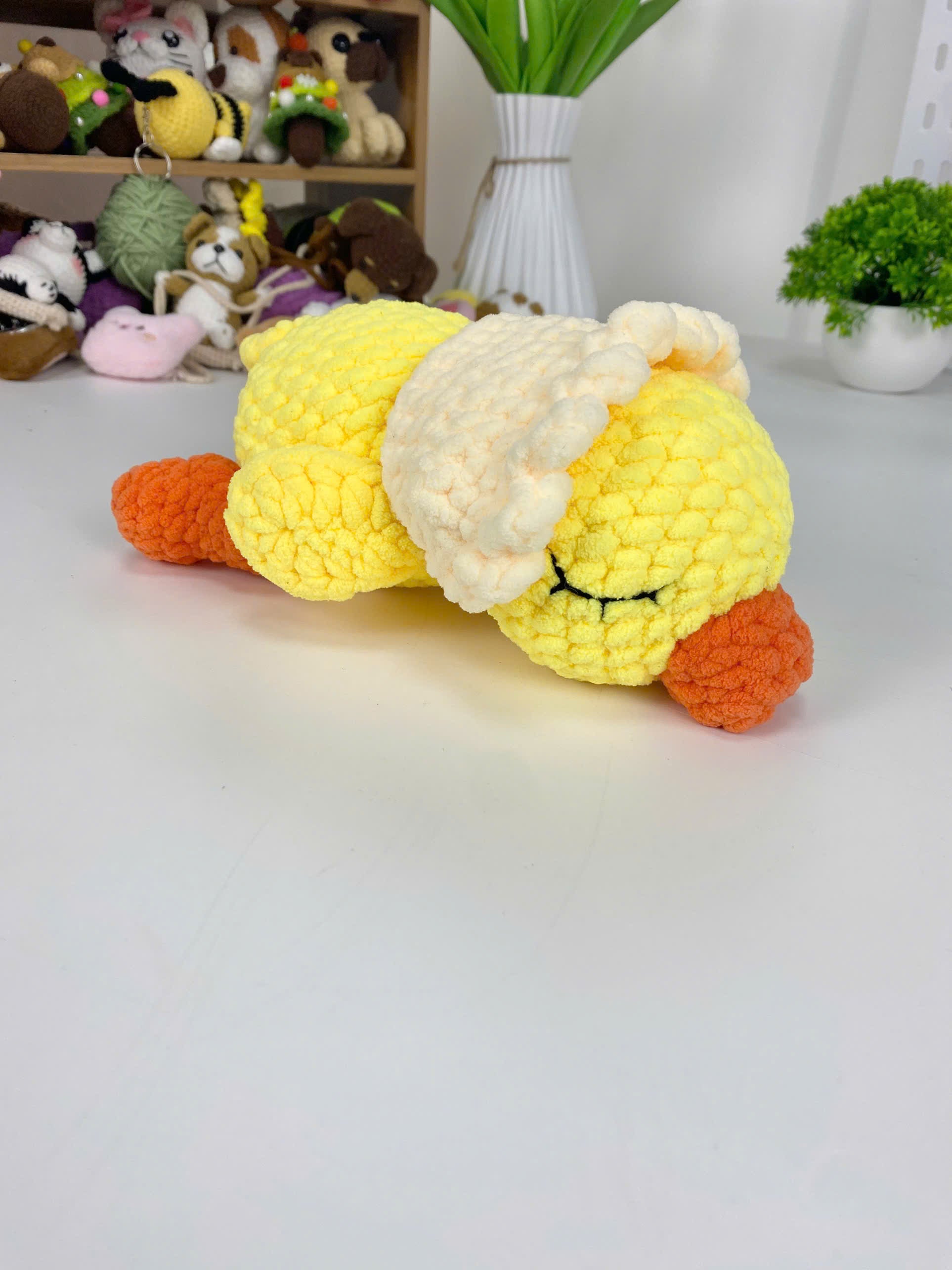 Yellow Duck Amigurumi Crochet Pattern, Sleeping Duck Toy (PDF)