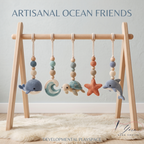 Ocean Baby Play Gym, Crochet Sea Animal Baby Gym, Wooden Montessori Activity Gym, Nautical Nursery Decor, Baby Shower Gift