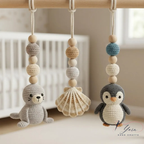 Ocean Baby Play Gym, Crochet Sea Animal Baby Gym, Wooden Montessori Activity Gym, Nautical Nursery Decor, Baby Shower Gift
