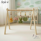 Montessori Baby Gym Duck Pond Theme, Wooden Baby Play Gym with Crochet Duck Frog Lotus Swan Lily Pad, Nature Nursery Decor Baby Gift