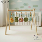 Montessori Baby Gym Duck Pond Theme, Wooden Baby Play Gym with Crochet Duck Frog Lotus Swan Lily Pad, Nature Nursery Decor Baby Gift