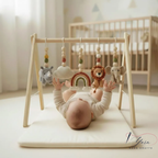 Rainbow Safari Baby Gym, Personalized Wooden Play Gym, Crochet Jungle Animals & Rainbow, Montessori Activity Gym, Gender Neutral Nursery