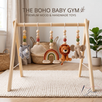 Rainbow Safari Baby Gym, Personalized Wooden Play Gym, Crochet Jungle Animals & Rainbow, Montessori Activity Gym, Gender Neutral Nursery