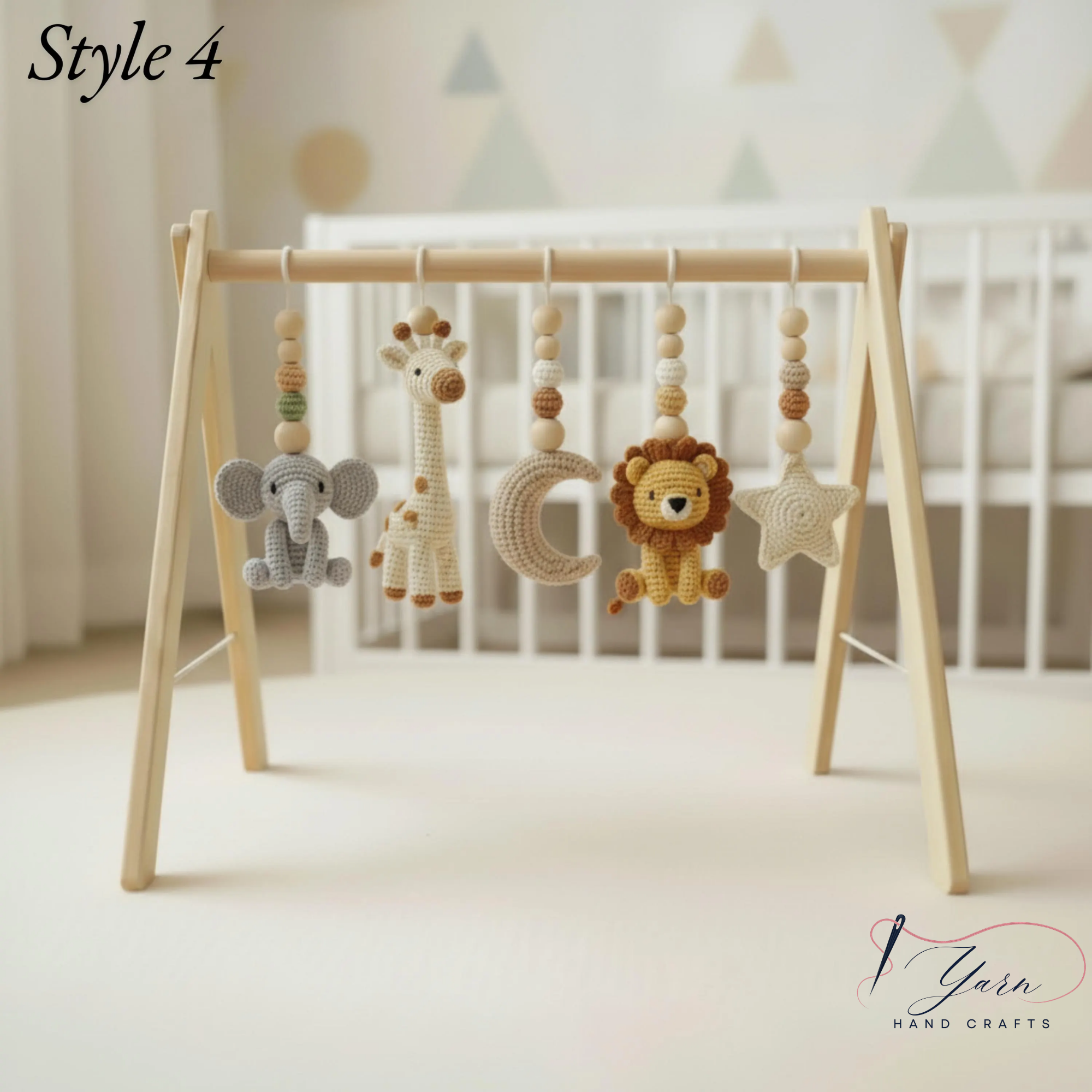 Rainbow Safari Baby Gym, Personalized Wooden Play Gym, Crochet Jungle Animals & Rainbow, Montessori Activity Gym, Gender Neutral Nursery