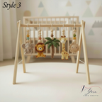 Rainbow Safari Baby Gym, Personalized Wooden Play Gym, Crochet Jungle Animals & Rainbow, Montessori Activity Gym, Gender Neutral Nursery
