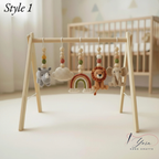 Rainbow Safari Baby Gym, Personalized Wooden Play Gym, Crochet Jungle Animals & Rainbow, Montessori Activity Gym, Gender Neutral Nursery