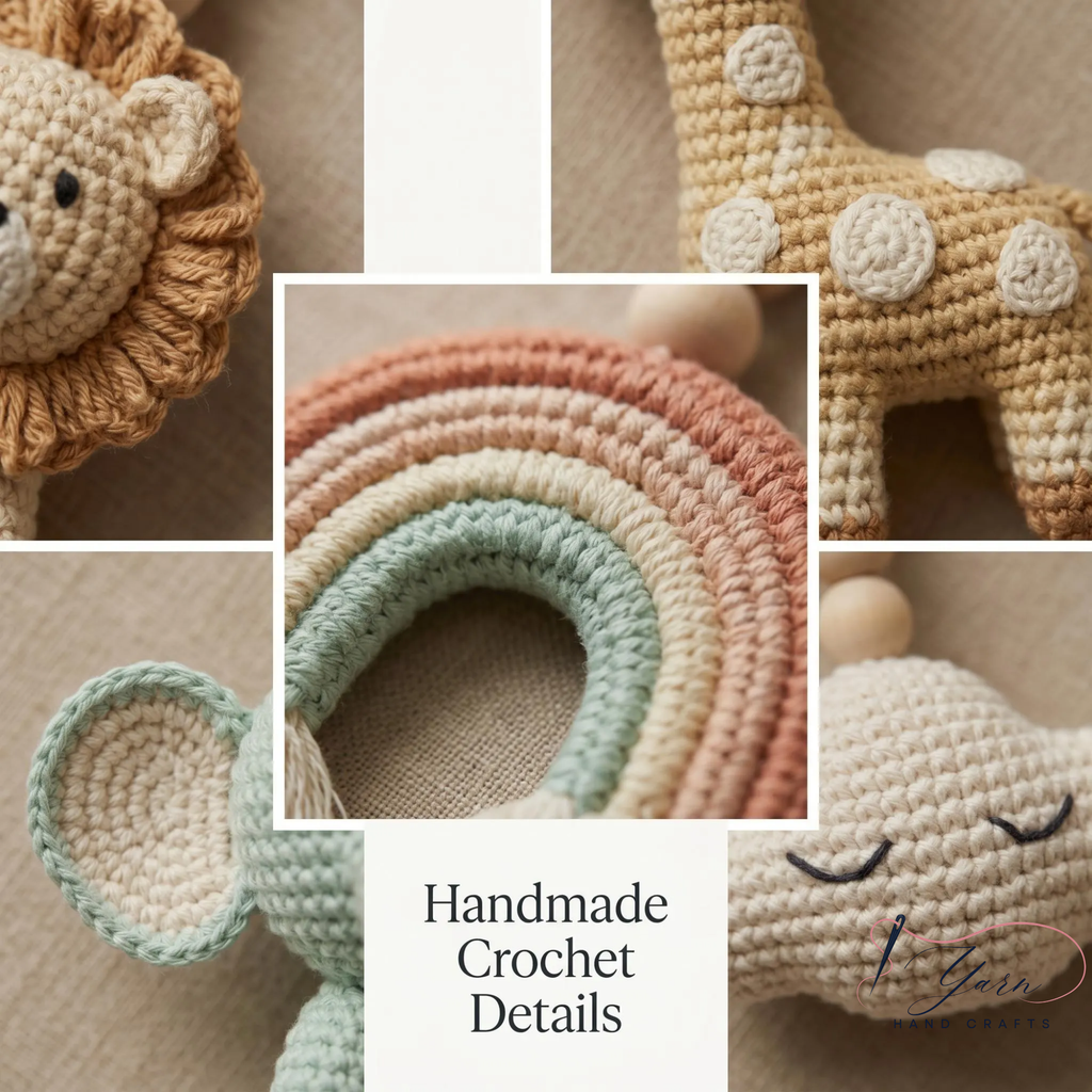 Rainbow Safari Baby Gym, Personalized Wooden Play Gym, Crochet Jungle Animals & Rainbow, Montessori Activity Gym, Gender Neutral Nursery