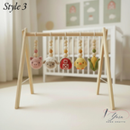 Montessori Baby Gym Farm Animals, Wooden Baby Play Gym with Crochet Cow Pig Tractor, Farm Nursery Decor, Neutral Baby Gift, Infant Sensory Toy