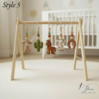 Western Baby Gym Wooden Play Gym with Crochet Cow Horse Cactus & Cowboy Boot | Montessori Baby Activity Gym | Western Nursery Decor | Baby Shower Gift