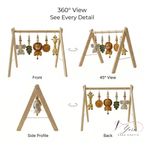 Custom Safari Baby Play Gym with Name | Handmade Wooden Montessori Baby Gym | Crochet Lion Elephant Giraffe Toys | Personalized Boho Nursery Gift