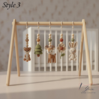 Handmade Custom Woodland Baby Gym with Crochet Forest Animals | Personalized Wooden Montessori Play Gym | Neutral Nursery Baby Shower Gift