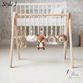 Handmade Custom Woodland Baby Gym with Crochet Forest Animals | Personalized Wooden Montessori Play Gym | Neutral Nursery Baby Shower Gift