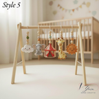Handmade Safari Circus Baby Play Gym Toys, Custom Crochet Baby Gym Hanging Toys, Montessori Wooden Baby Gym Set, Neutral Nursery Decor, Baby Shower Gift