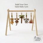 Personalized Safari Baby Gym, Handmade Wooden Play Gym, Crochet Jungle Animals, Montessori Frame, Neutral Nursery Gift