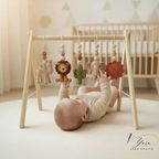 Personalized Safari Baby Gym, Handmade Wooden Play Gym, Crochet Jungle Animals, Montessori Frame, Neutral Nursery Gift