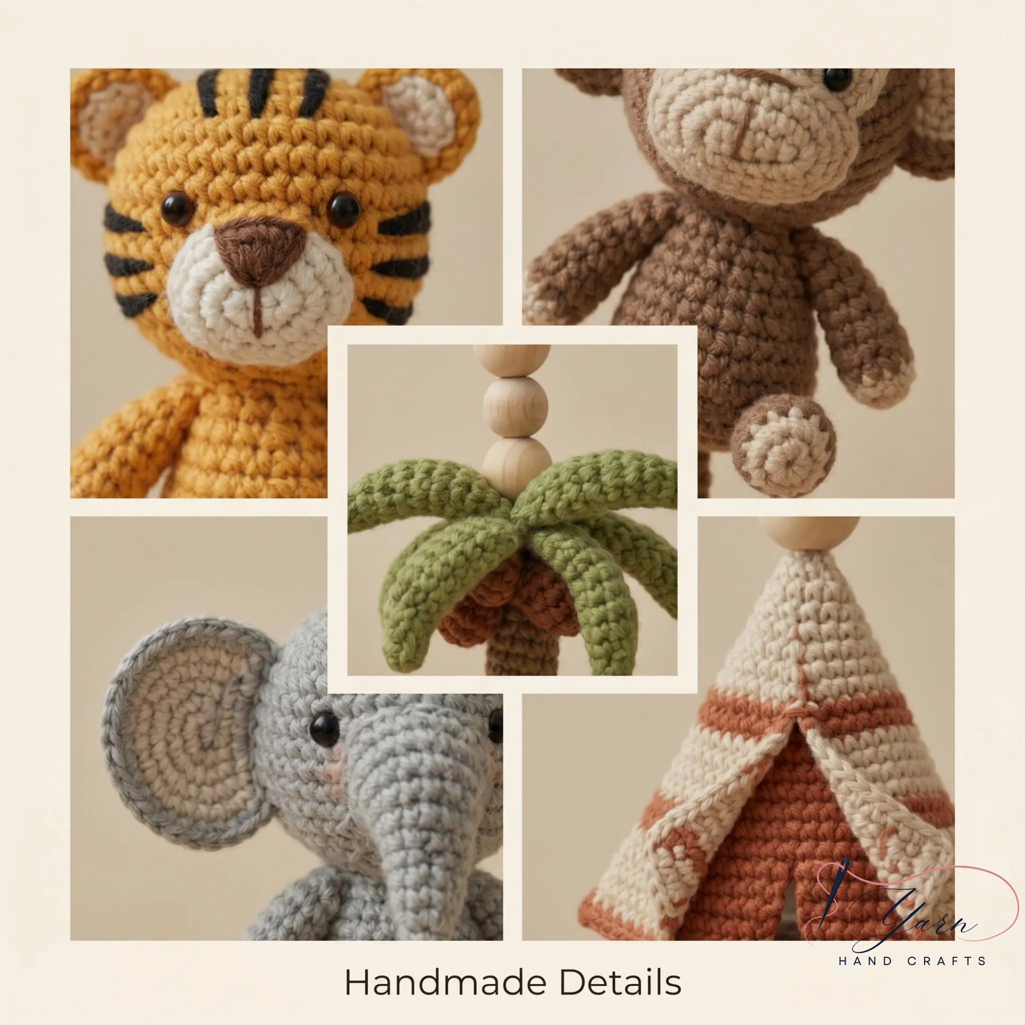 Personalized Safari Baby Gym, Handmade Wooden Play Gym, Crochet Jungle Animals, Montessori Frame, Neutral Nursery Gift