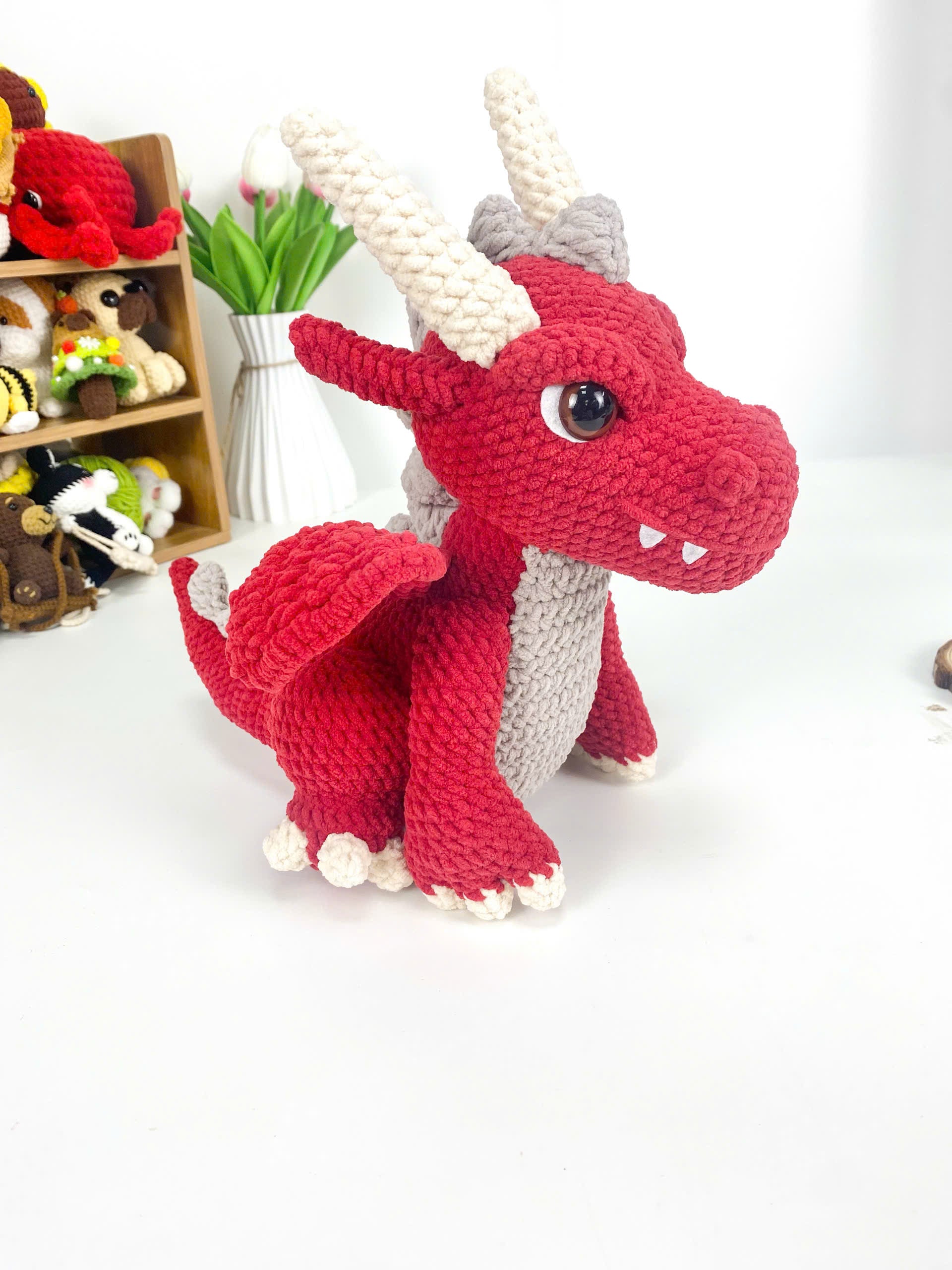 Fire Dragon Crochet Pattern: Amigurumi Plush Toy (PDF)