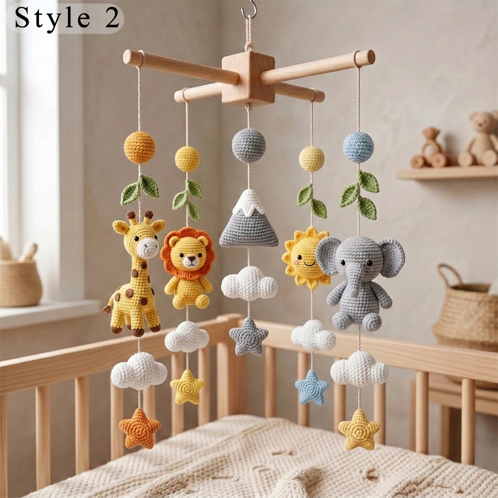 Handmade Crochet Safari Baby Mobile – Nursery Crib Decor