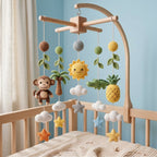 Handmade Crochet Jungle Baby Mobile – Monkey, Crocodile & Tropical Nursery Decor