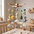 Handmade Crochet Woodland Baby Mobile – Deer, Bunny & Wolf Nursery Decor