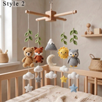 Handmade Crochet Woodland Baby Mobile – Fox, Bear & Owl Nursery Crib Decor