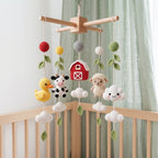 Handmade Crochet Farm Animal Baby Mobile – Cow, Sheep, Duck & Barn Nursery Decor
