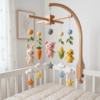 Handmade Crochet Farm Baby Mobile – Bunny, Pig & Chick Nursery Crib Decor