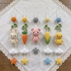 Handmade Crochet Farm Baby Mobile – Bunny, Pig & Chick Nursery Crib Decor