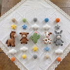 Handmade Crochet Western Baby Mobile – Horse, Cow, Donkey & Cactus Nursery Decor