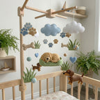 Felt Dog Baby Mobile, Puppy Nursery Crib Decor with Paw