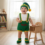 Personalized Green Baby Crochet Outfit | Handmade Christmas Baby Set | Custom Grinch Inspired Baby Costume | Crochet Hat Romper Booties | Holiday Photo Outfit