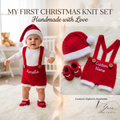 Crochet Baby Outfit Set with Custom Baby Crochet Shirt, Santa Hat & Red Suspender Shorts Baby Clothing, Christmas Crochet Baby Outfit