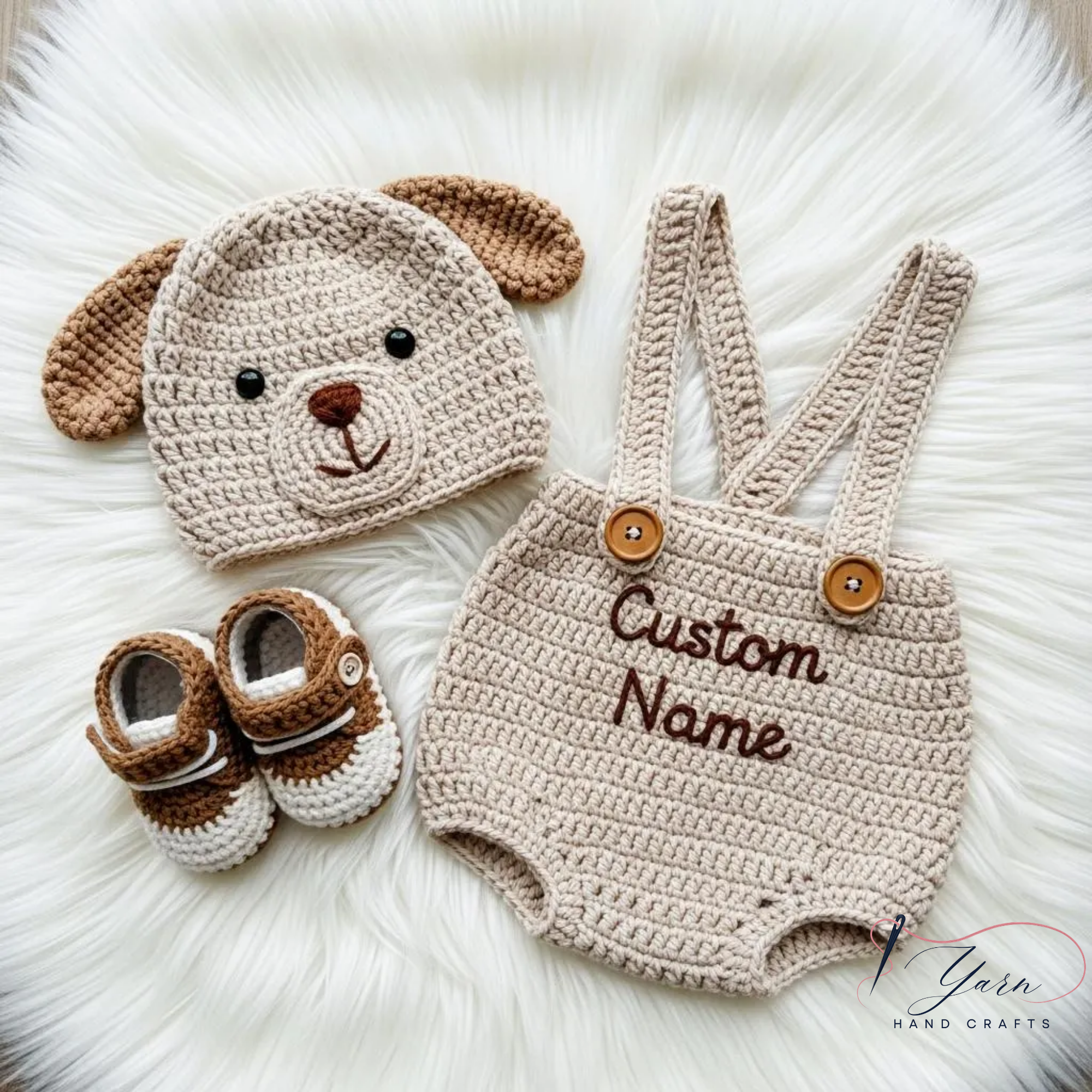 Handmade Cat Baby Crochet Outfit Set, Personalized Infant Clothing, Custom Animal Beanie, Crochet Baby Romper, Baby Shower Gift