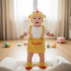 Adorable Crochet Chick Baby Outfit Set, Personalized Baby Romper Gift, Custom Name Crochet Outfit, Handmade Newborn Beanie, Baby Shower Gift, Photo Prop