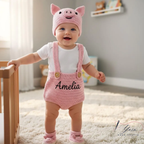 Adorable Crochet Chick Baby Outfit Set, Personalized Baby Romper Gift, Custom Name Crochet Outfit, Handmade Newborn Beanie, Baby Shower Gift, Photo Prop