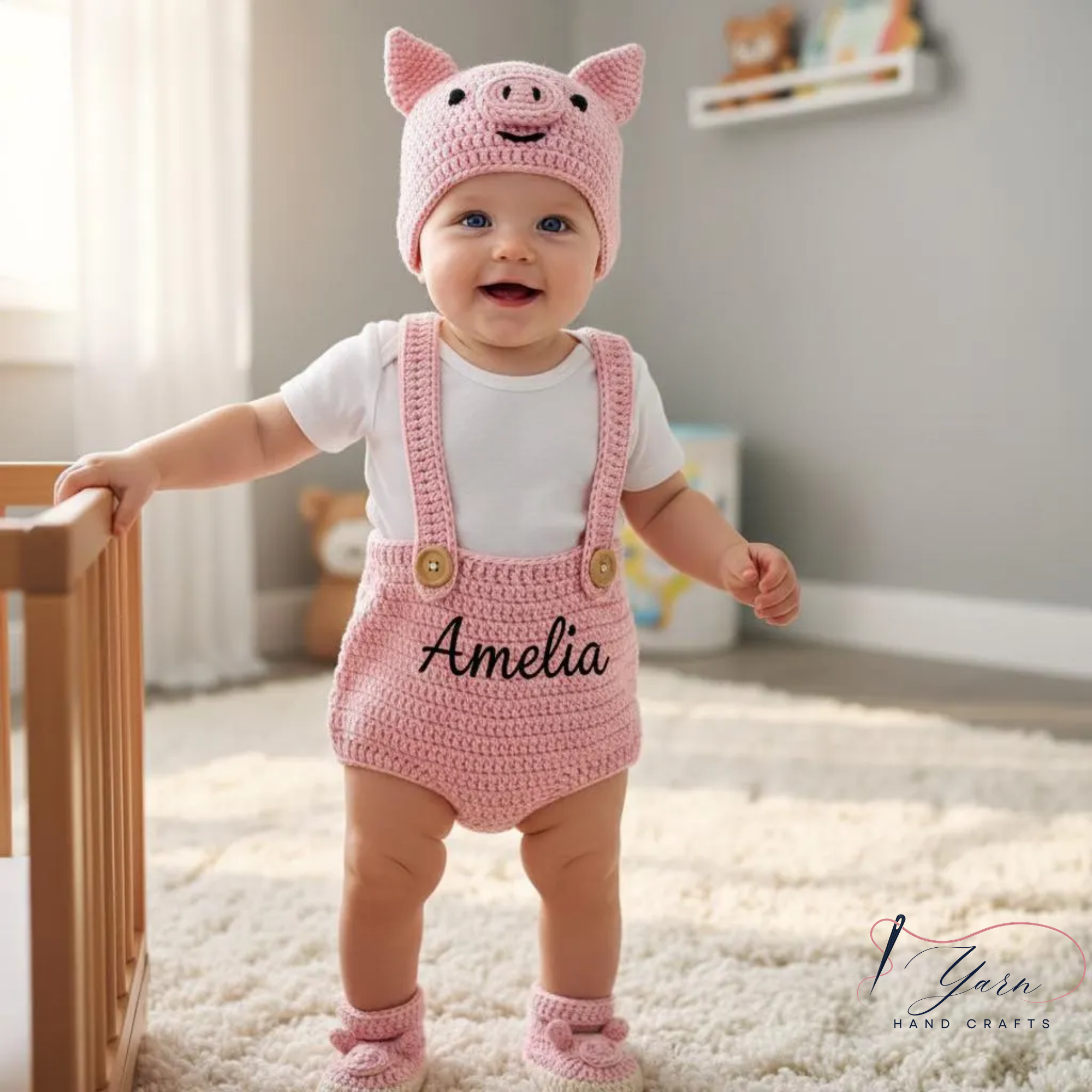 Adorable Crochet Chick Baby Outfit Set, Personalized Baby Romper Gift, Custom Name Crochet Outfit, Handmade Newborn Beanie, Baby Shower Gift, Photo Prop