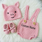 Adorable Crochet Chick Baby Outfit Set, Personalized Baby Romper Gift, Custom Name Crochet Outfit, Handmade Newborn Beanie, Baby Shower Gift, Photo Prop