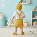 Adorable Crochet Chick Baby Outfit Set, Personalized Baby Romper Gift, Custom Name Crochet Outfit, Handmade Newborn Beanie, Baby Shower Gift, Photo Prop