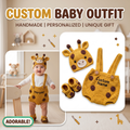 Giraffe Crochet Baby Set with Hat, Diaper Cover & Shoes, Personalized Baby Outfit, Custom Name Newborn Gift, Handmade Animal Crochet Set