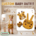 Giraffe Crochet Baby Set with Hat, Diaper Cover & Shoes, Personalized Baby Outfit, Custom Name Newborn Gift, Handmade Animal Crochet Set
