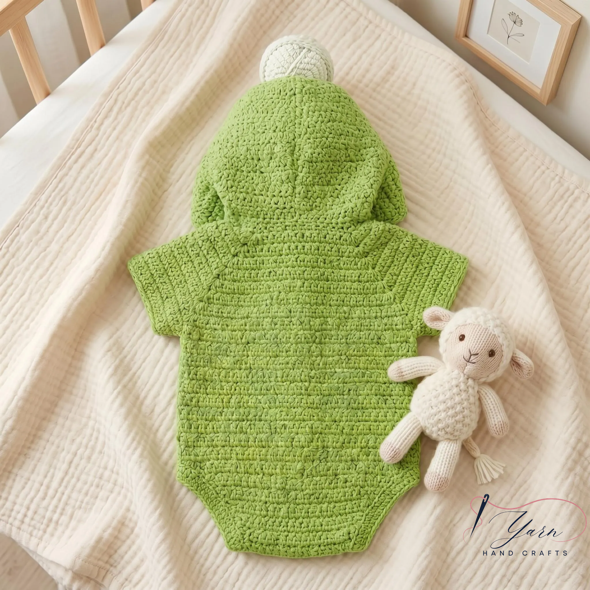 Custom Baby Crochet Outfit Set, Budew Inspired Baby Costume, Handmade Green Hooded Romper, Newborn Photo Prop, Personalized Baby Gift