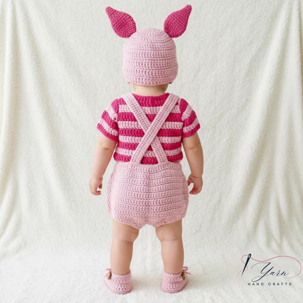 Custom Baby Crochet Shirt, Pooh Bear Piglet Tigger Baby Outfit, Handmade Personalized Crochet Clothing Set, Winnie Inspired Newborn Gift