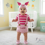 Custom Baby Crochet Shirt, Pooh Bear Piglet Tigger Baby Outfit, Handmade Personalized Crochet Clothing Set, Winnie Inspired Newborn Gift