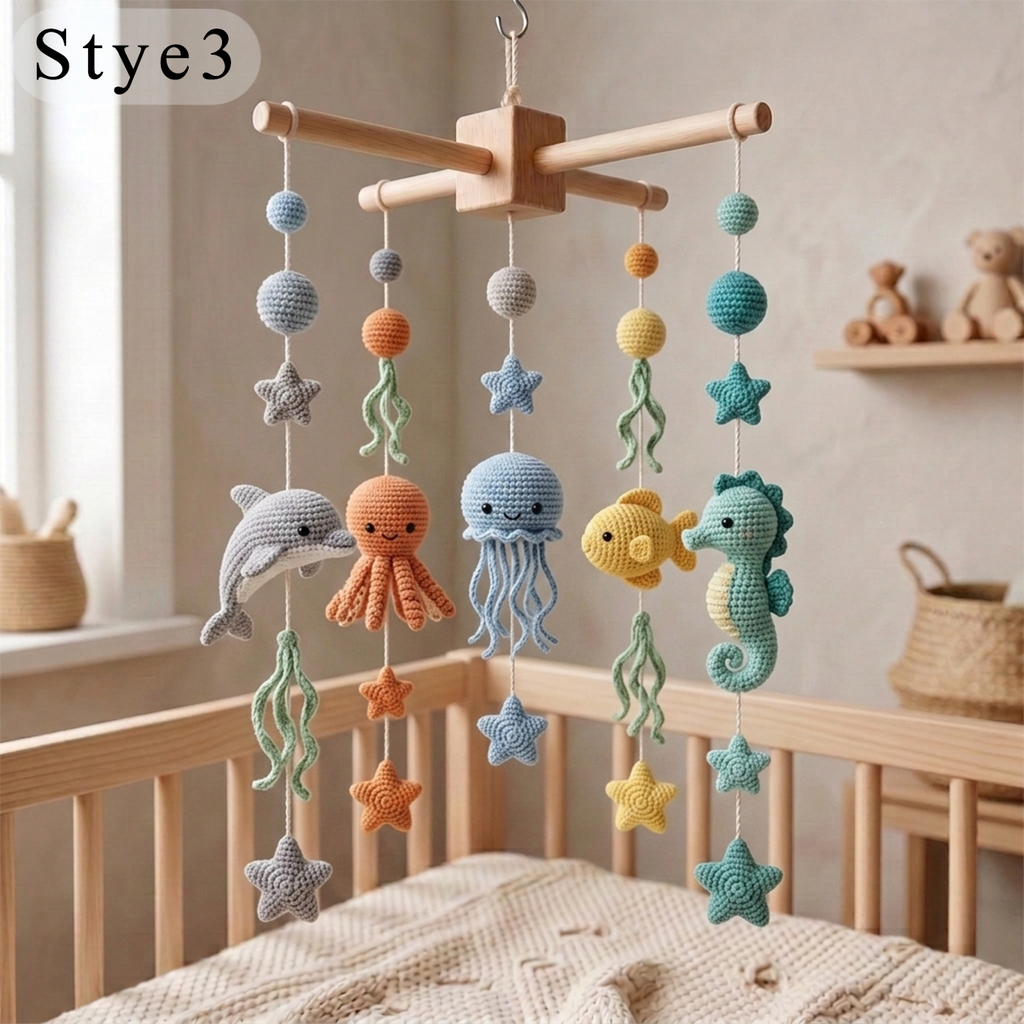Handmade Crochet Ocean Baby Mobile – Whale, Turtle & Dolphin Nursery Decor