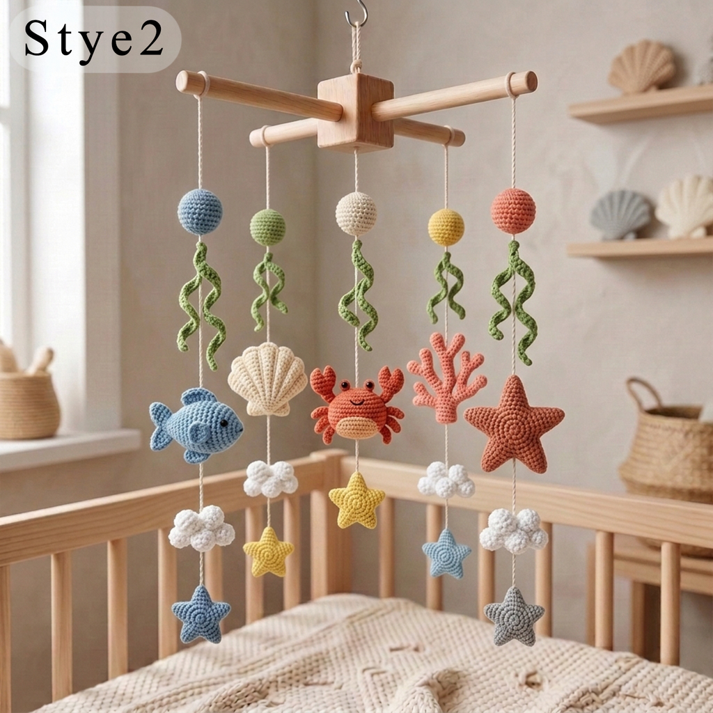 Handmade Crochet Ocean Baby Mobile – Whale, Turtle & Dolphin Nursery Decor